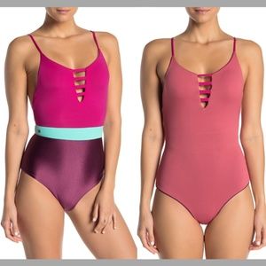 NEW $154 Maaji EverGreen Colorblock One-Piece Swimsuit [SZ‎ Medium ]
